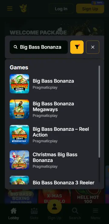 Big bass bonanza slot not on gamstop game thumbnail in casino lobby